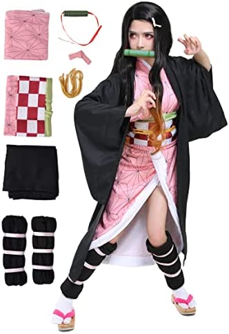 demon slayer japanese anime girl kimono cosplay bamboo