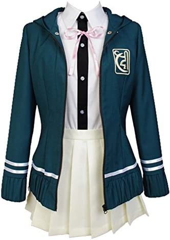 Japanese high school girl Chiaki Nanami kawaii cosplay uniform green