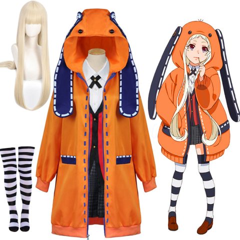 Japanese Anime Kakeguui Cosplay School Girl Outfit Set
