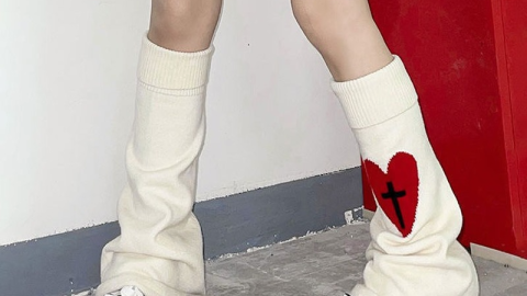 Japanese Knit Socks Leg Warmer Anime RedHeart Lolita Harajuku Long SocksFlared