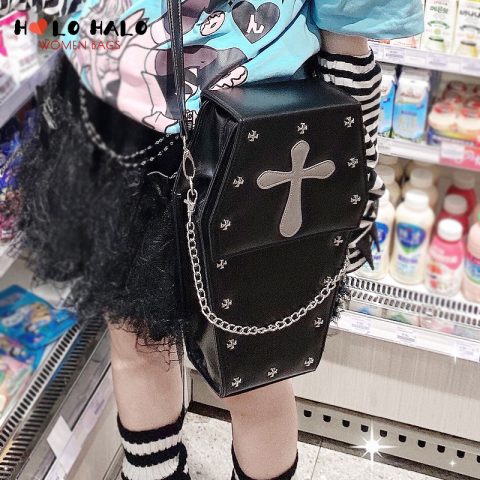 Punk Goth Style Coffin Shape Lolita Teenagers Girls bag