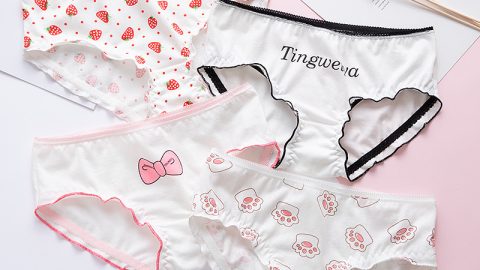 kawaii girl cartoon soft breathable strawberry panties underwear